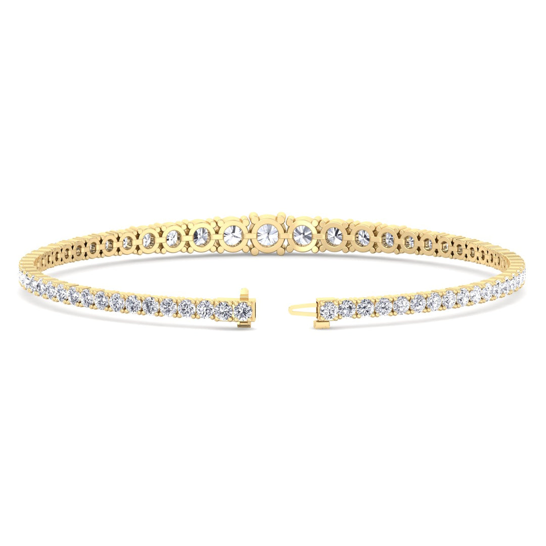 4-Prong Graduated Natural Diamond Tennis Bracelet 14K Solid Gold Yellow