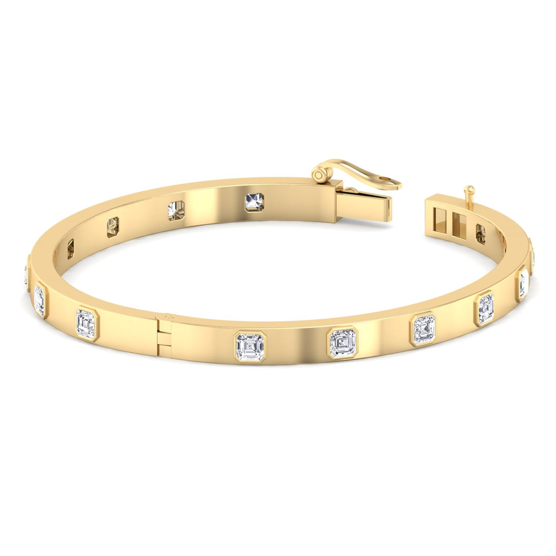 Milly - Asscher Cut Bezel Set Natural Diamond Bangle - Gem Jewelers Co