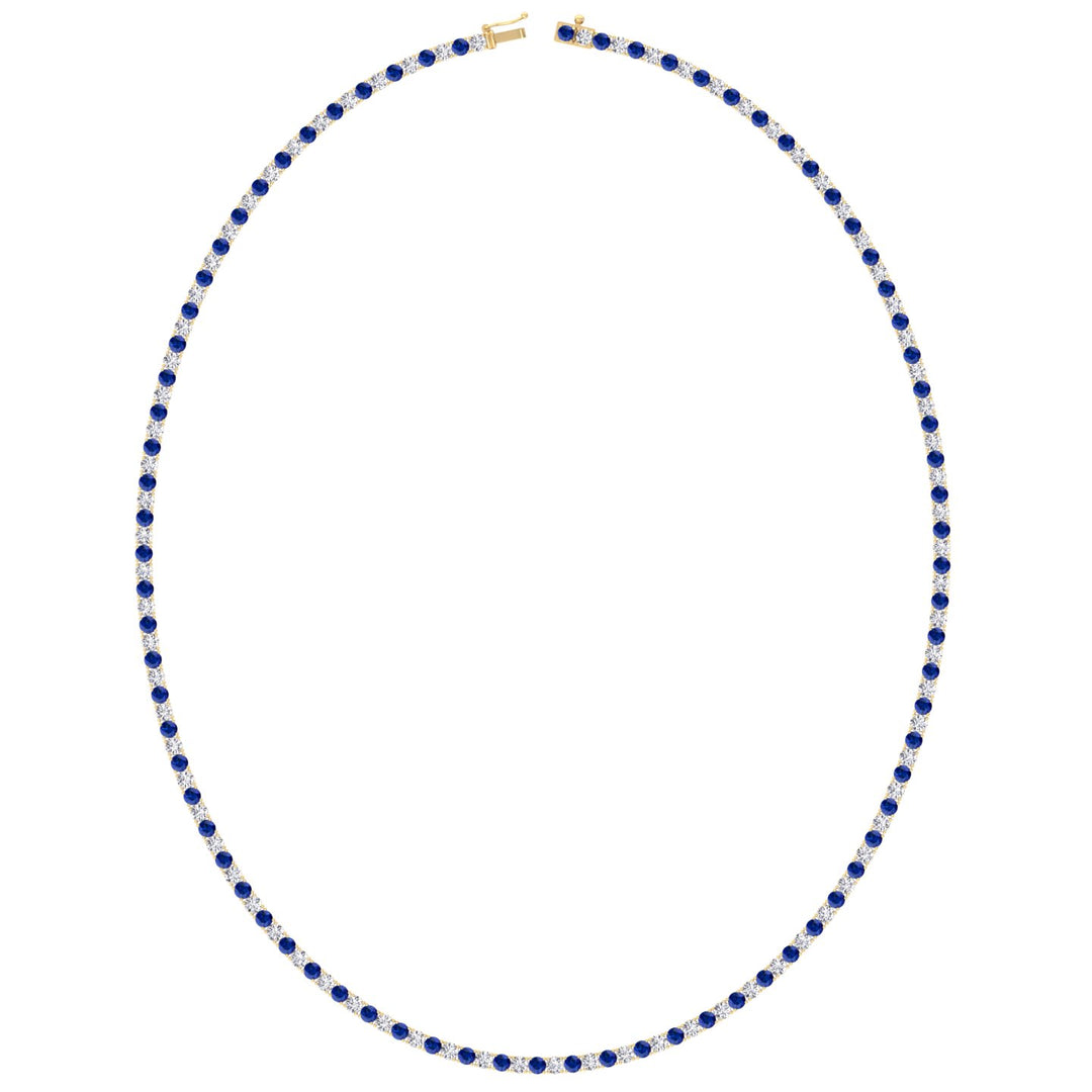 Sara - Alternating Blue Sapphire and Natural Diamond Tennis Necklace - Gem Jewelers Co