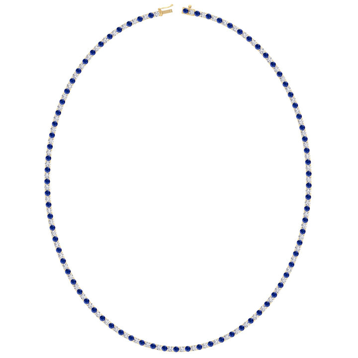 Sara - Alternating Blue Sapphire and Natural Diamond Tennis Necklace - Gem Jewelers Co