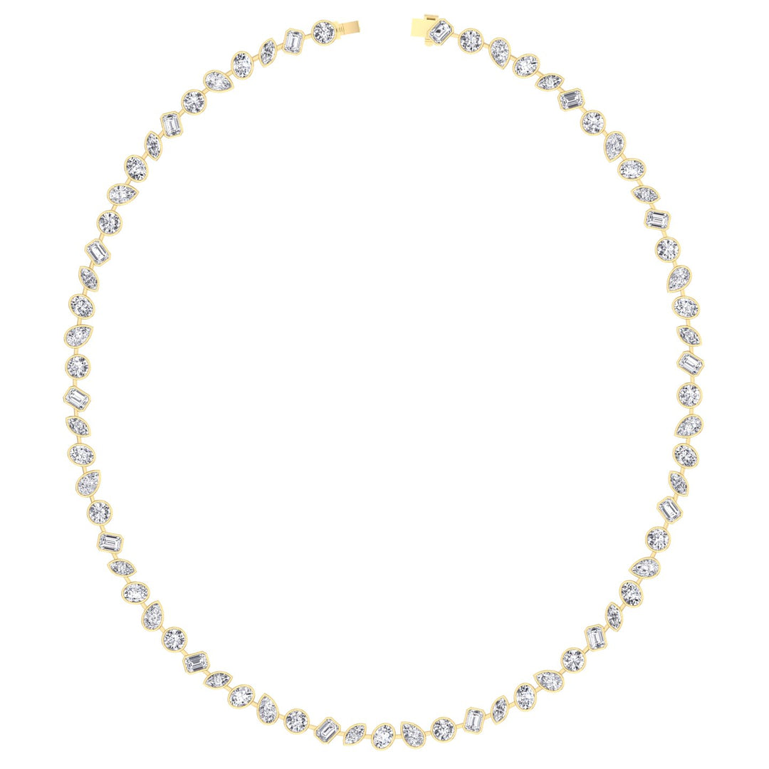 12.5CT Multi Shape Bezel Set Natural Diamond Tennis Necklace