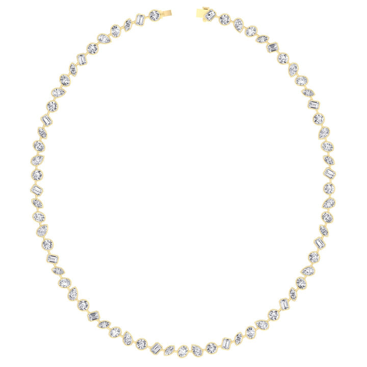 12.5CT Multi Shape Bezel Set Natural Diamond Tennis Necklace
