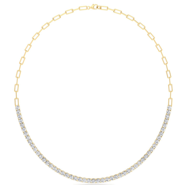 Piazza - Halfway Adjustable Diamond Tennis Necklace With Paperclip Chain - Gem Jewelers Co