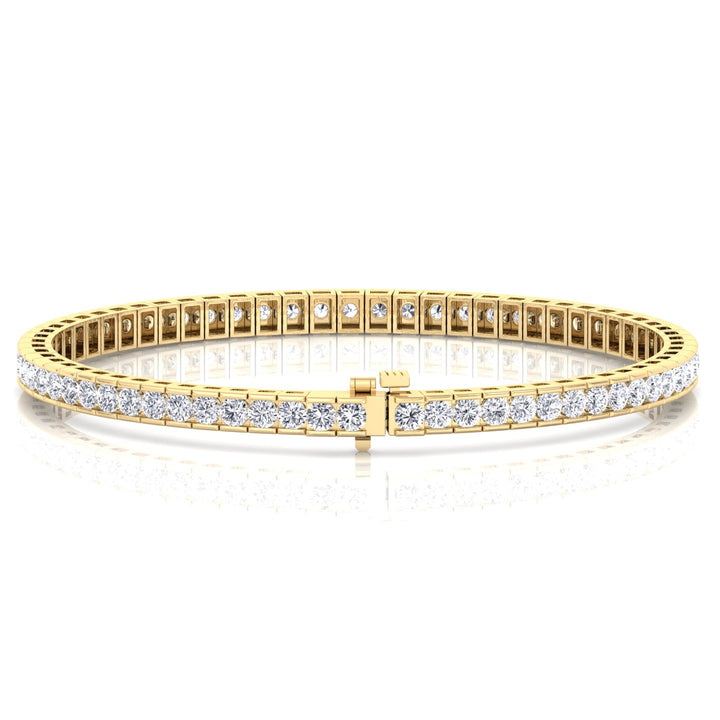 Channel Setting Round Cut Natural Diamond Tennis Bracelet  14K 18K Yellow Gold