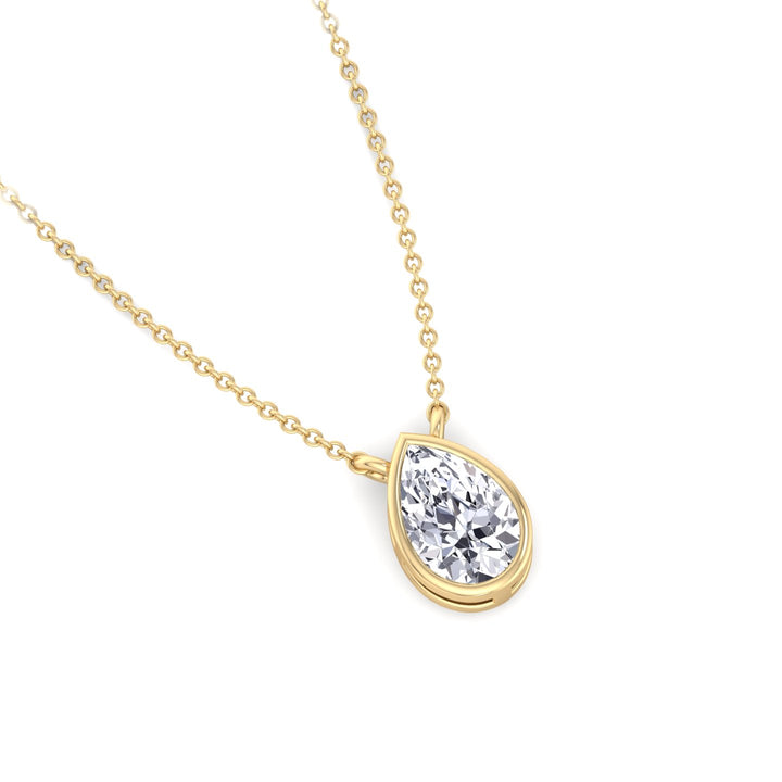 Miza - Bezel Set Pear Shape Diamond Pendant - Gem Jewelers Co