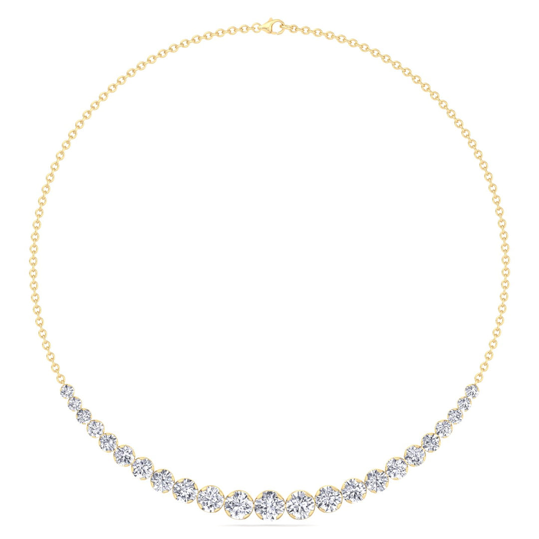 Tullia - Halfway Graduated Crown Prong Natural Diamond Tennis Necklace - Gem Jewelers Co