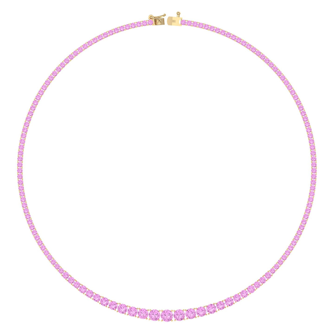 Soleil - 13CT T.W Riviera Graduated Pink Sapphire Tennis Necklace - Gem Jewelers Co