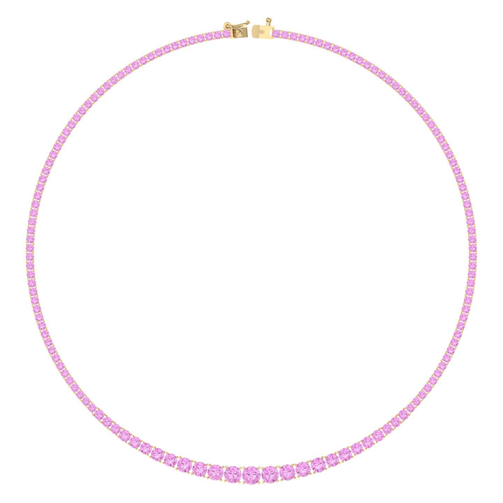 Soleil - 13CT T.W Riviera Graduated Pink Sapphire Tennis Necklace - Gem Jewelers Co