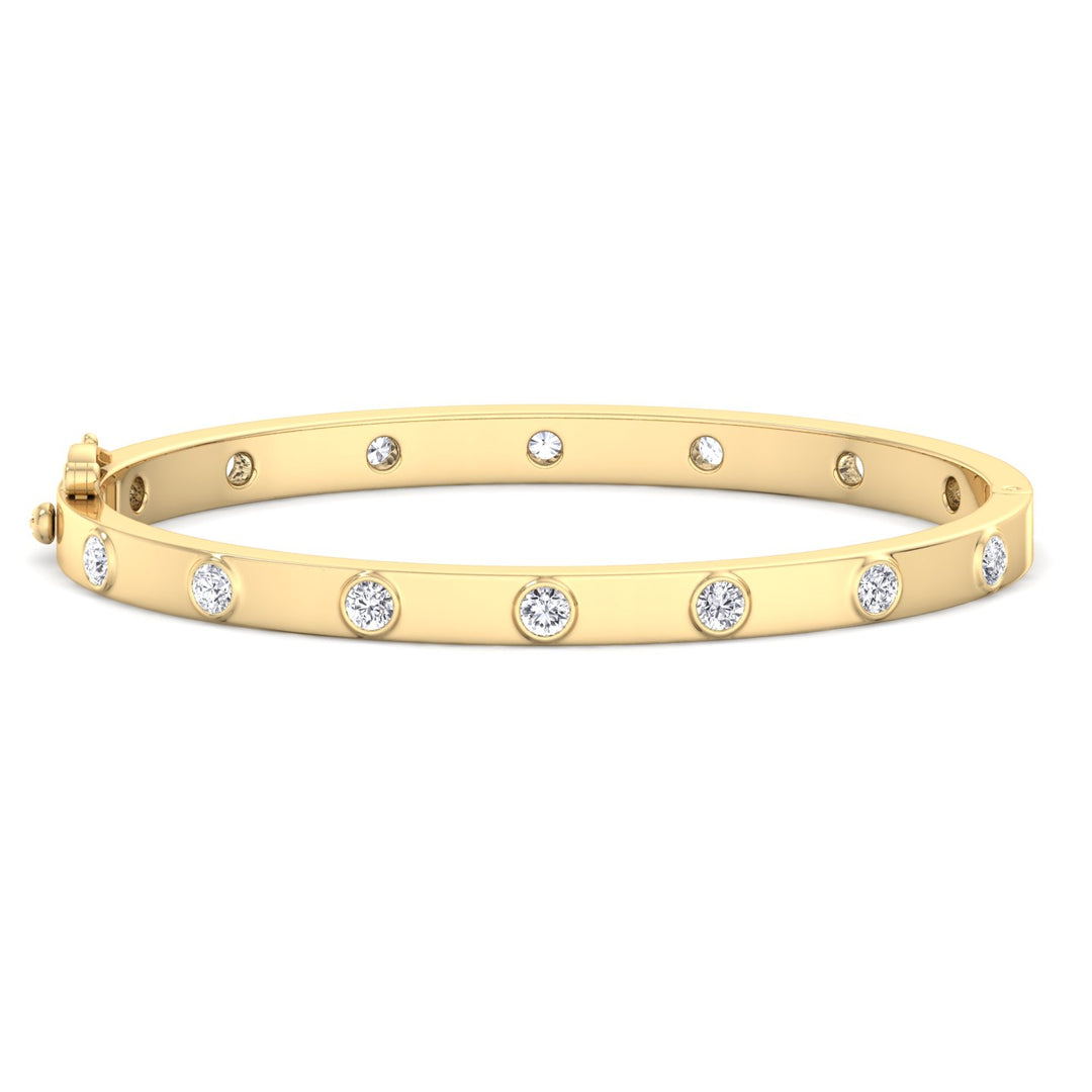 Anza - Round Cut Bezel Set Natural Diamond Bangle - Gem Jewelers Co