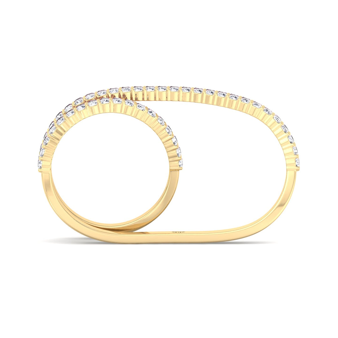 Two-Finger Ring Band-1.2CT-Yellow Gold