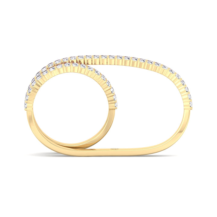 Two-Finger Ring Band-1.2CT-Yellow Gold