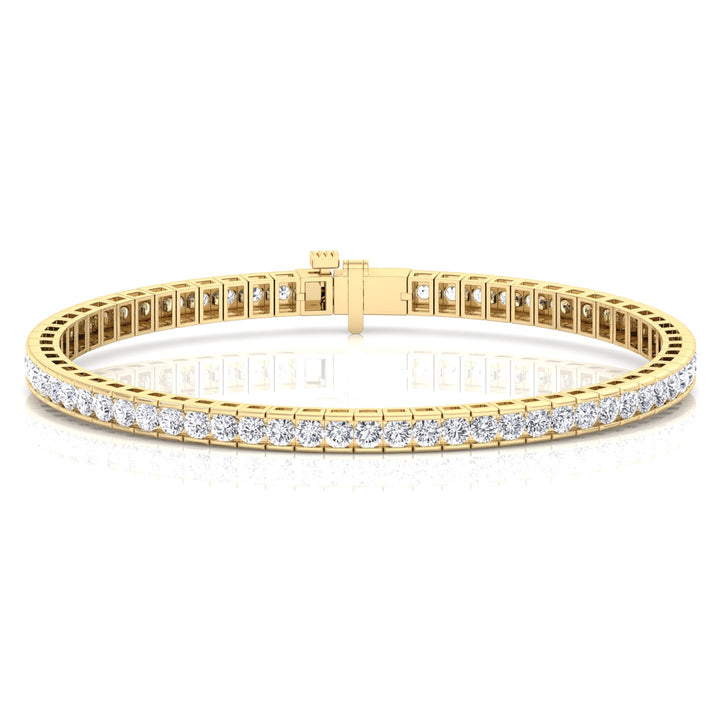 Channel Setting Round Cut Natural Diamond Tennis Bracelet  14K  Yellow Gold