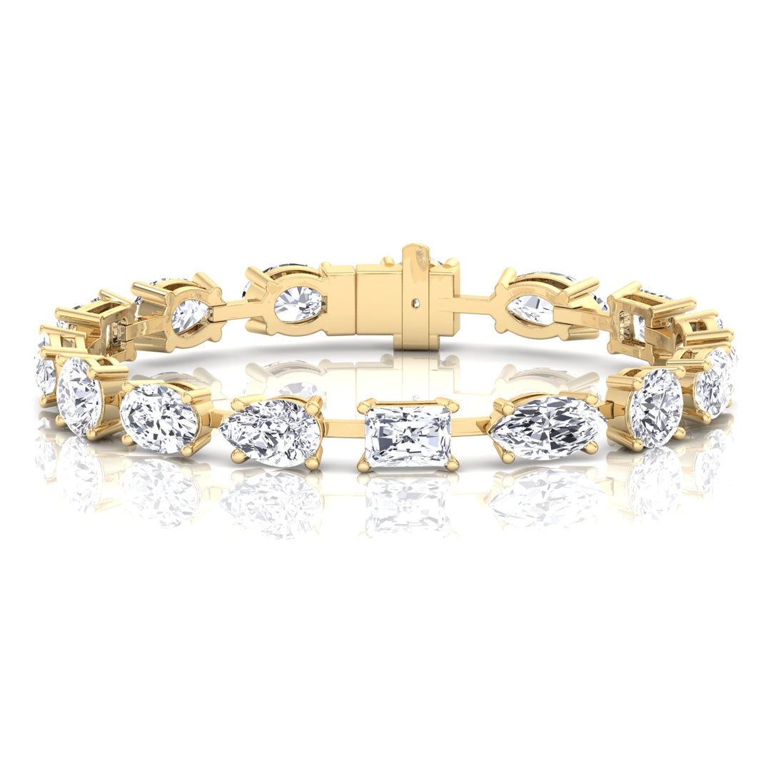 Mixed Shape Natural Diamond Tennis Bracelet Yellow Gold 18K