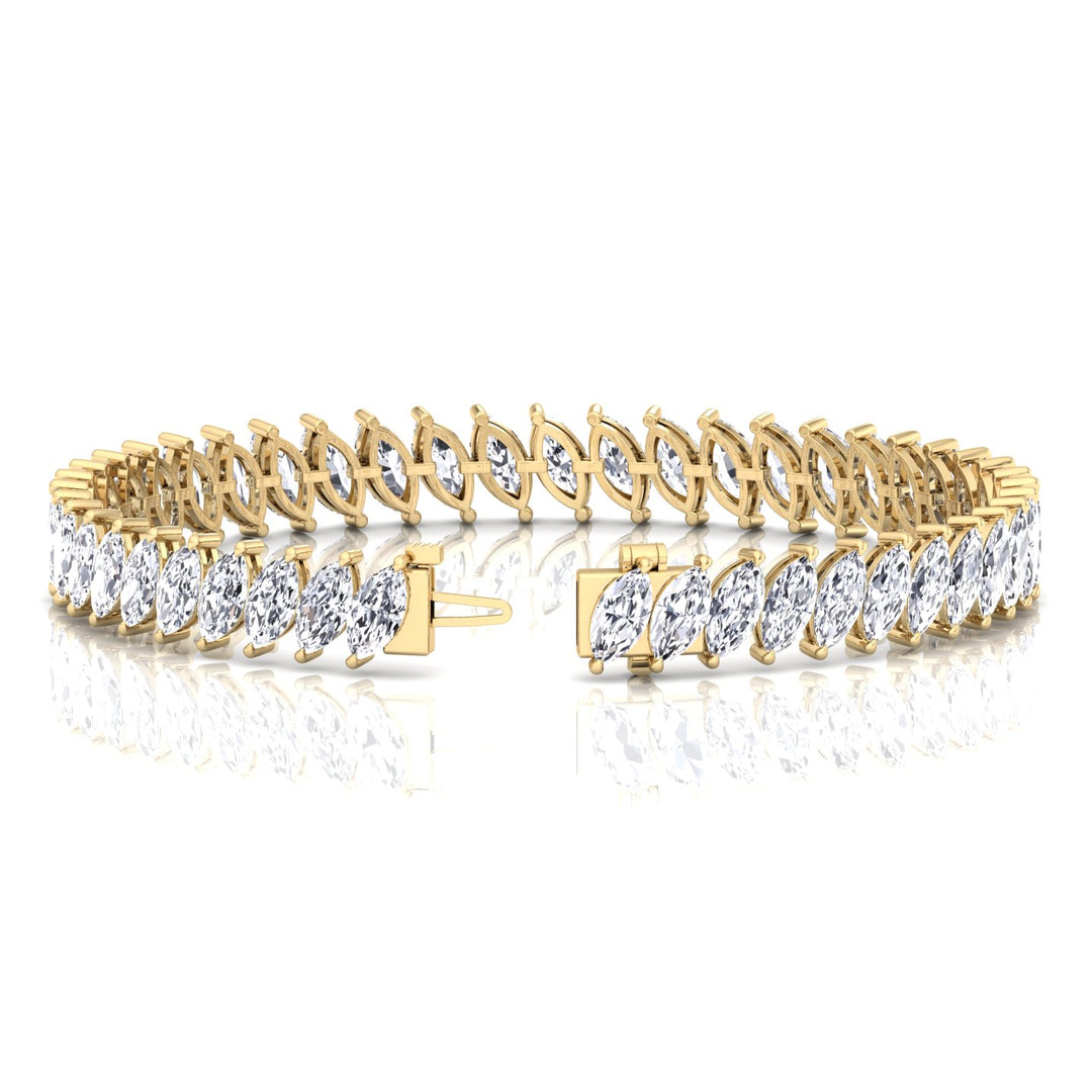 Marquise Cut Natural Diamond Tennis Bracelet 14K Solid Gold