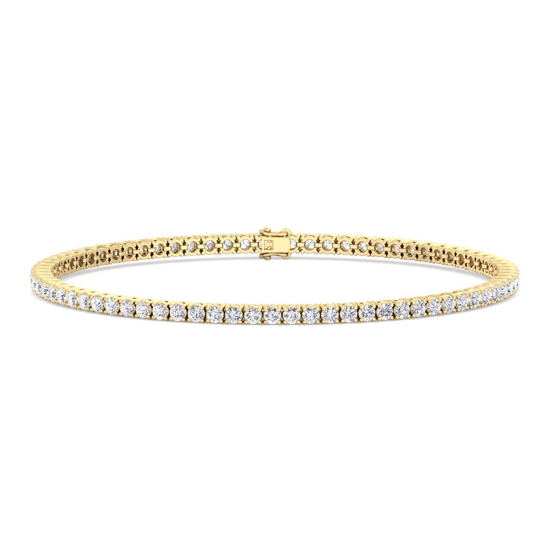 2CT 4 Prong Natural Diamond Tennis Bracelet 14K Yellow Gold