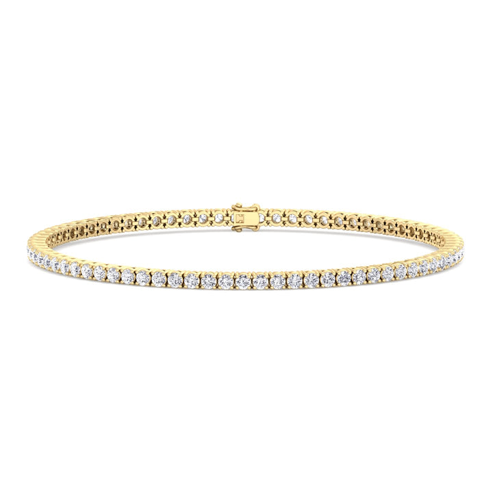 2CT 4 Prong Natural Diamond Tennis Bracelet 14K Yellow Gold