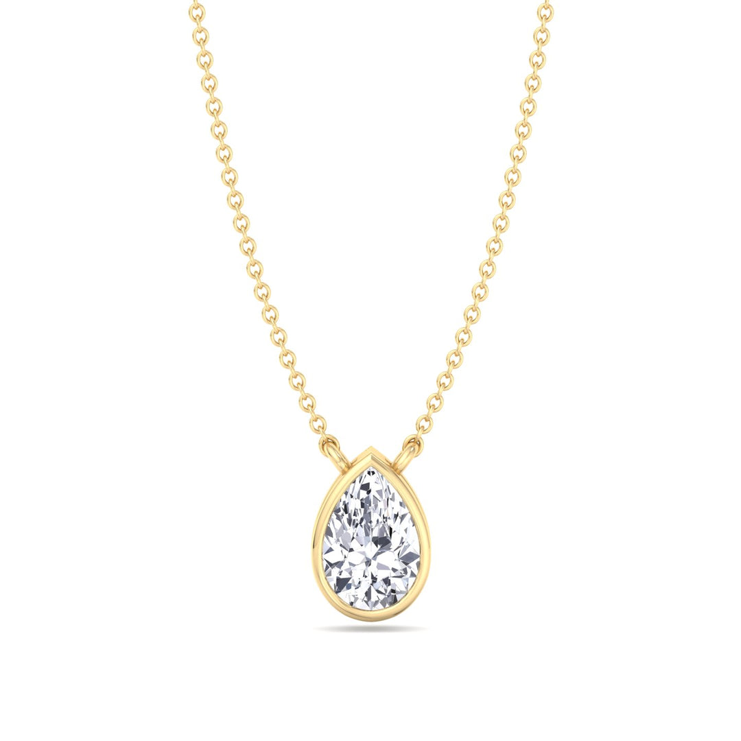 Miza - Bezel Set Pear Shape Diamond Pendant - Gem Jewelers Co