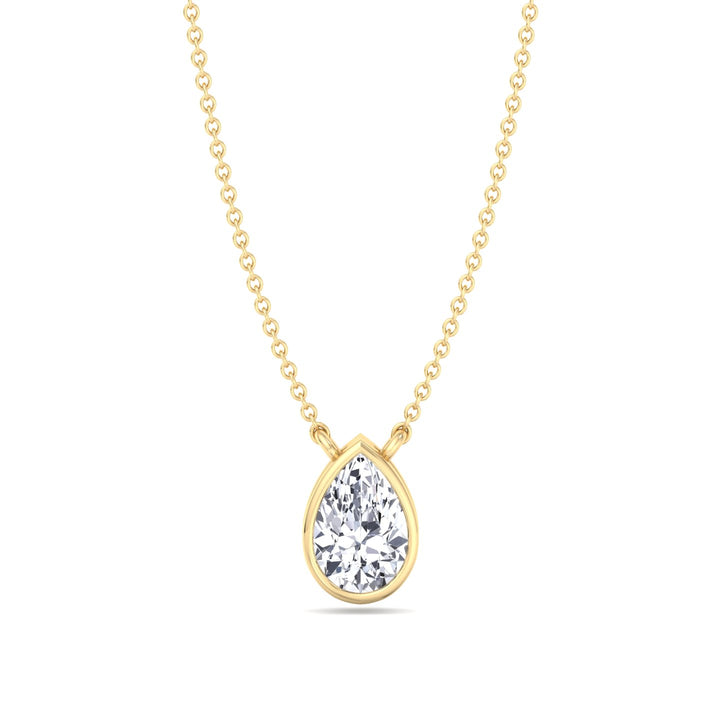 Miza - Bezel Set Pear Shape Diamond Pendant - Gem Jewelers Co