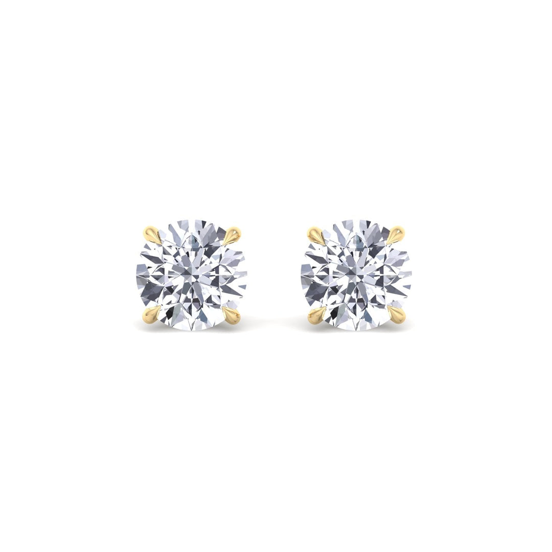 GIA Certified 1CT Round Cut Diamond Studs in 14K Solid Gold