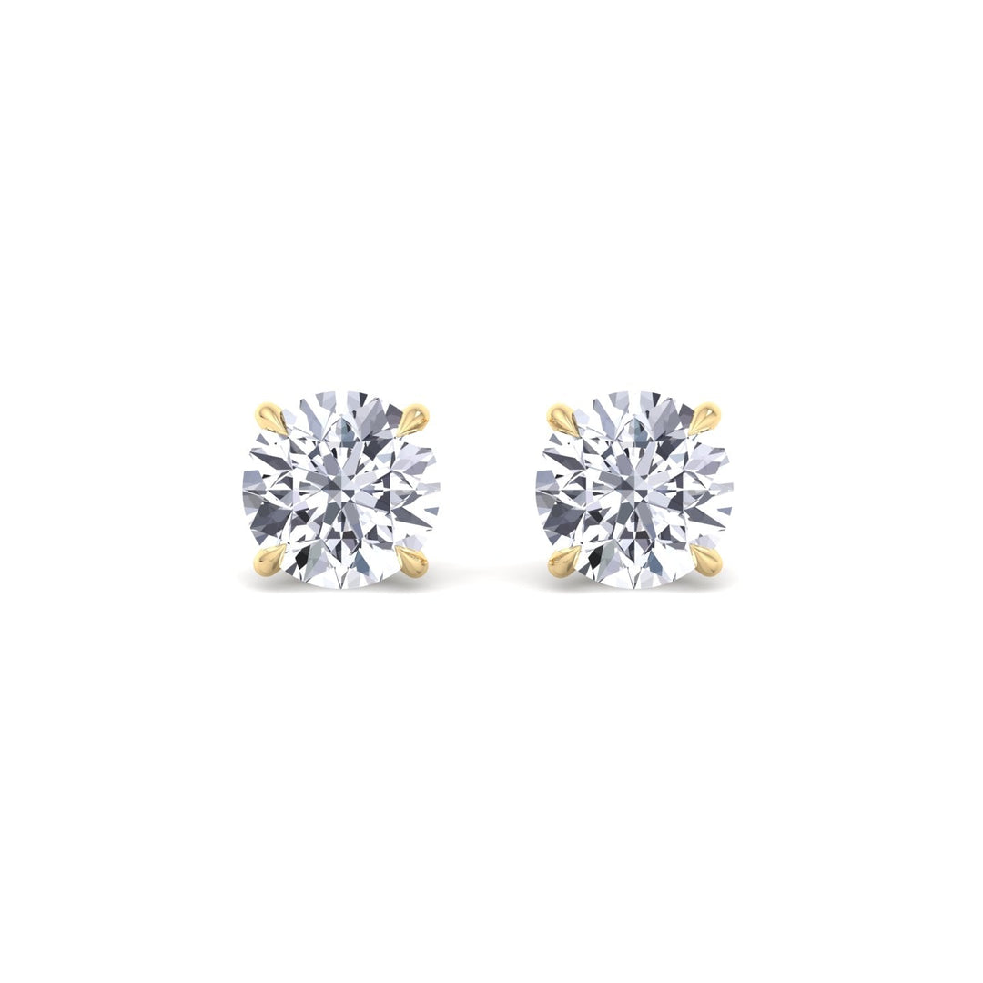 GIA Certified 1CT Round Cut Diamond Studs in 14K Solid Gold - Gem Jewelers Co