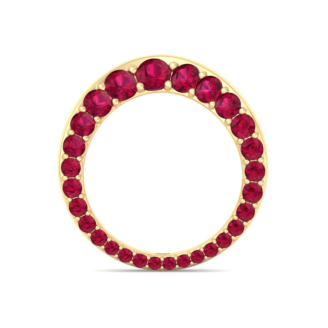 Natural Red Ruby Invisible Halo Eternity Band Yellow Gold 14K