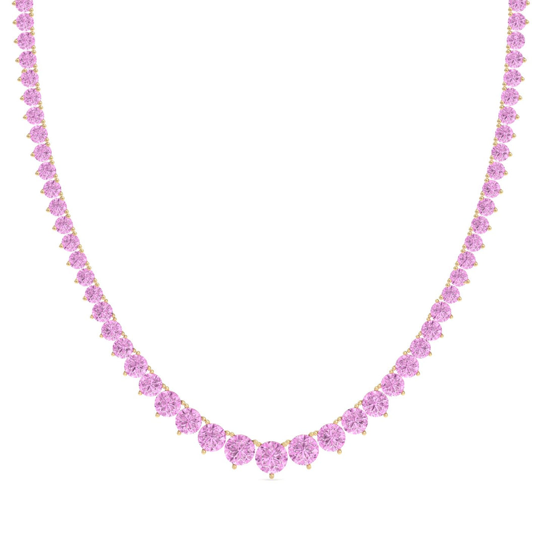 Soleil - 13CT T.W Riviera Graduated Pink Sapphire Tennis Necklace - Gem Jewelers Co