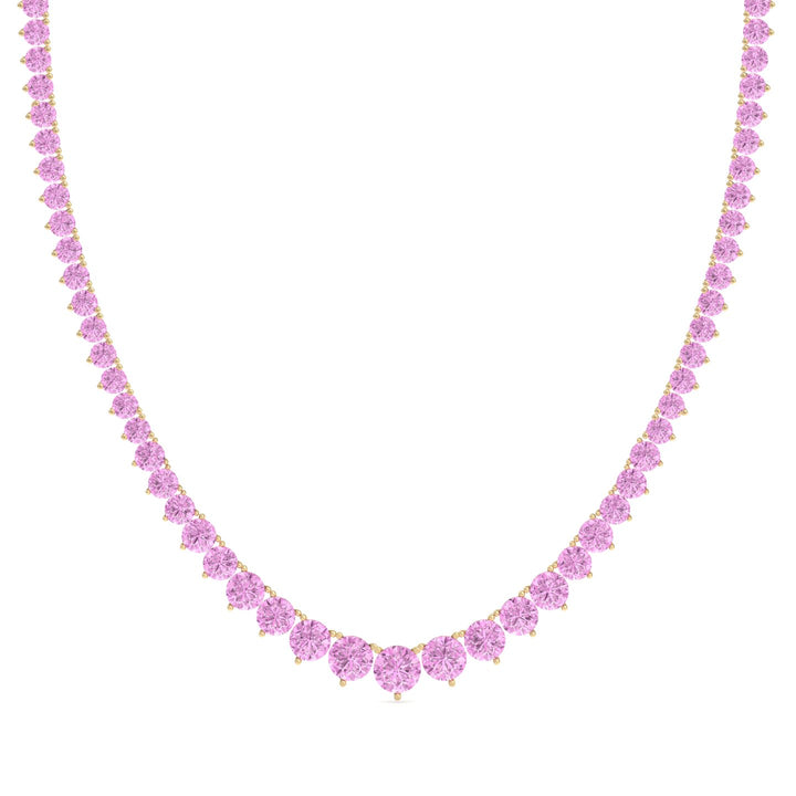 Soleil - 13CT T.W Riviera Graduated Pink Sapphire Tennis Necklace - Gem Jewelers Co