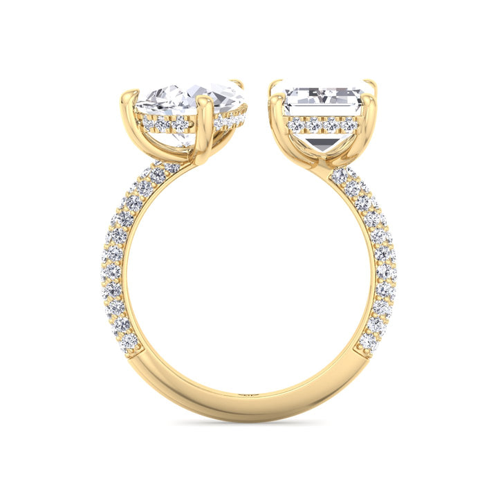 Leani - Toi Et Moi Hidden Halo Emerald and Pear Shape Diamond Engagement Ring - Gem Jewelers Co