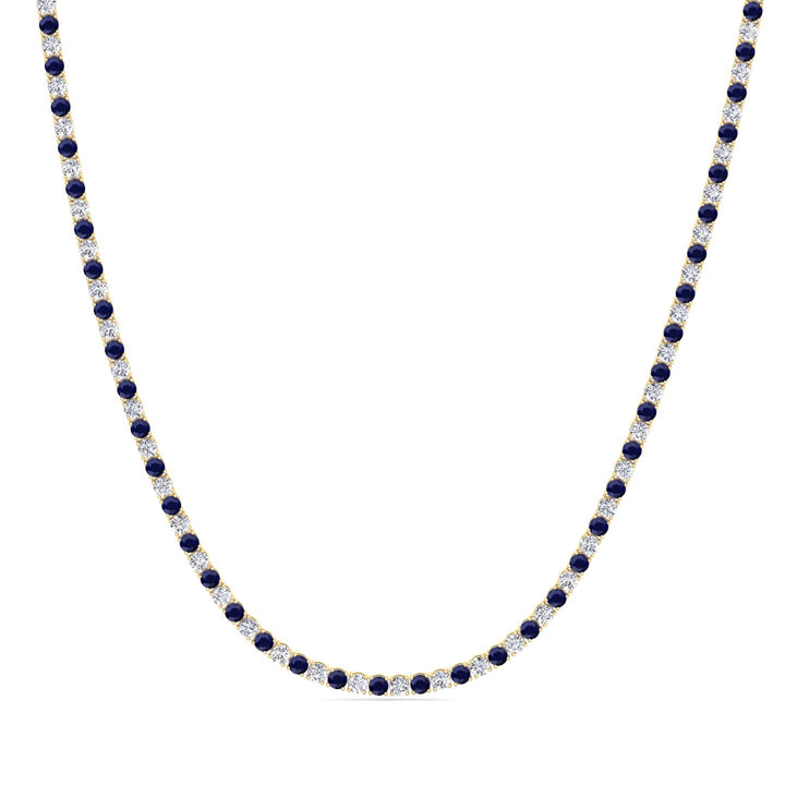 Sara - Alternating Blue Sapphire and Natural Diamond Tennis Necklace - Gem Jewelers Co