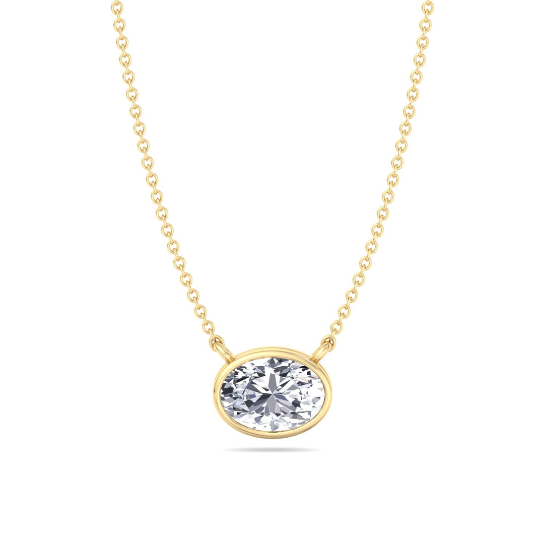 Lia - Bezel Set Oval Shape Diamond Pendant - Gem Jewelers Co