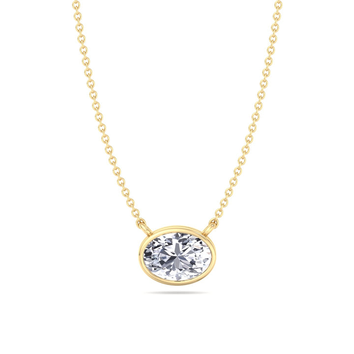 Lia - Bezel Set Oval Shape Diamond Pendant - Gem Jewelers Co
