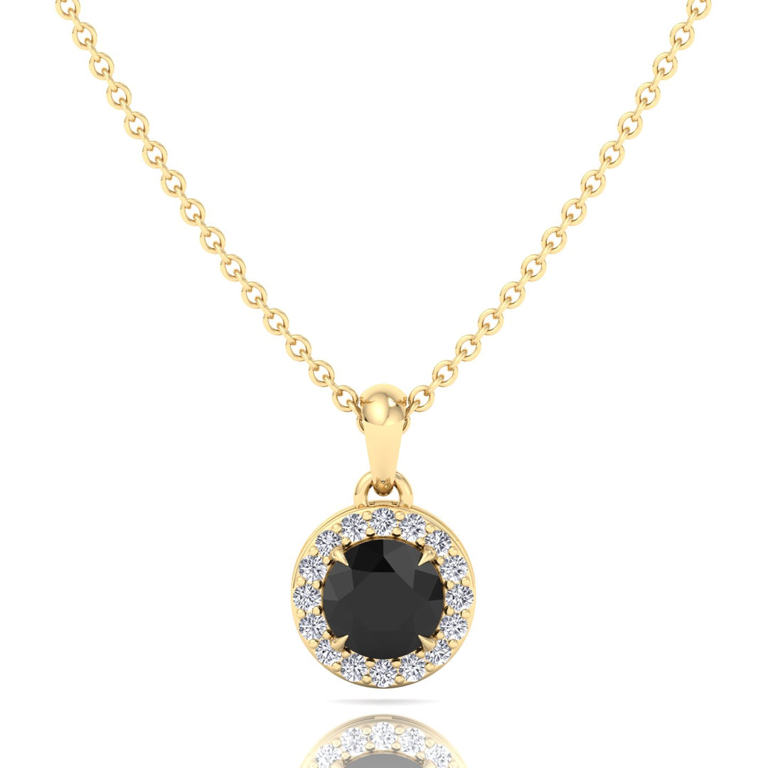 Black and White Natural Diamond Halo Pendant