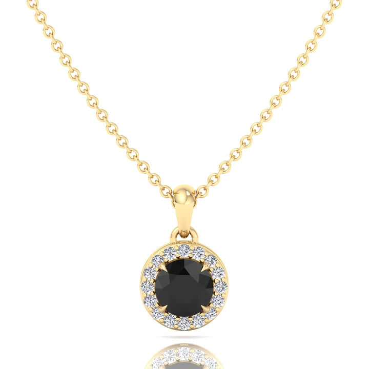 Black and White Natural Diamond Halo Pendant