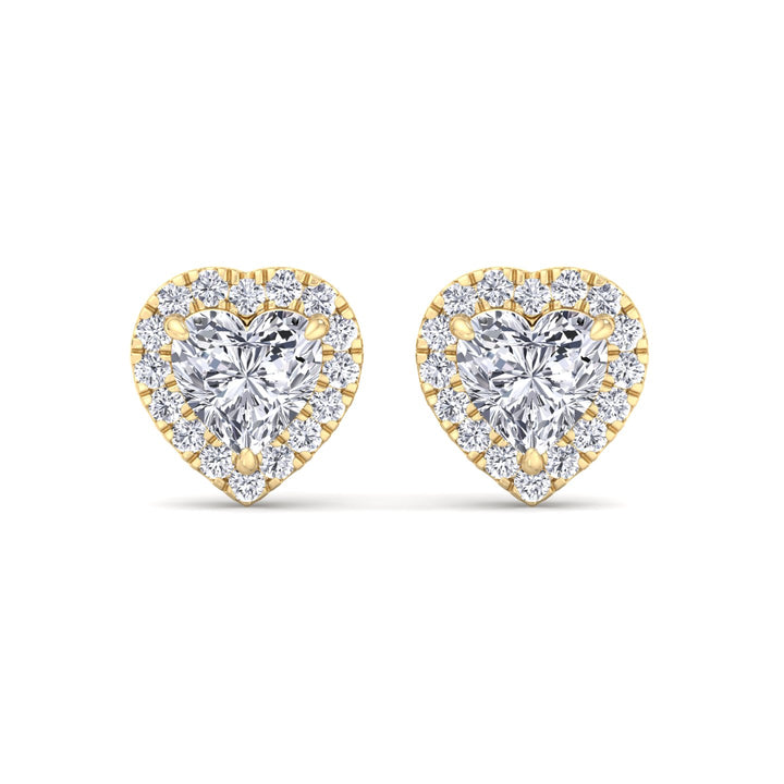 Tiana - Heart Shape Diamond Halo Studs