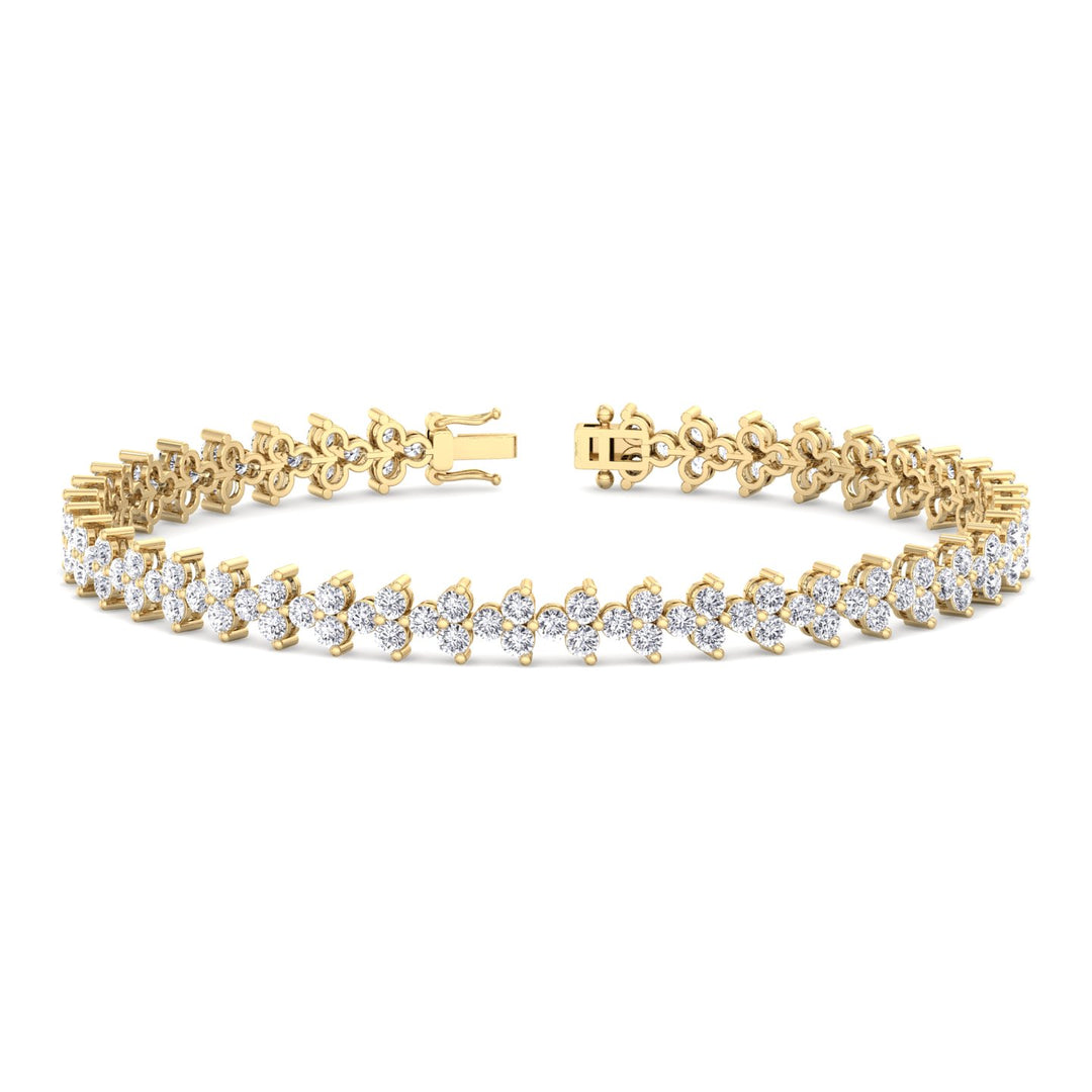 Natural Diamond Trio Tennis Bracelet Yellow Gold 18K