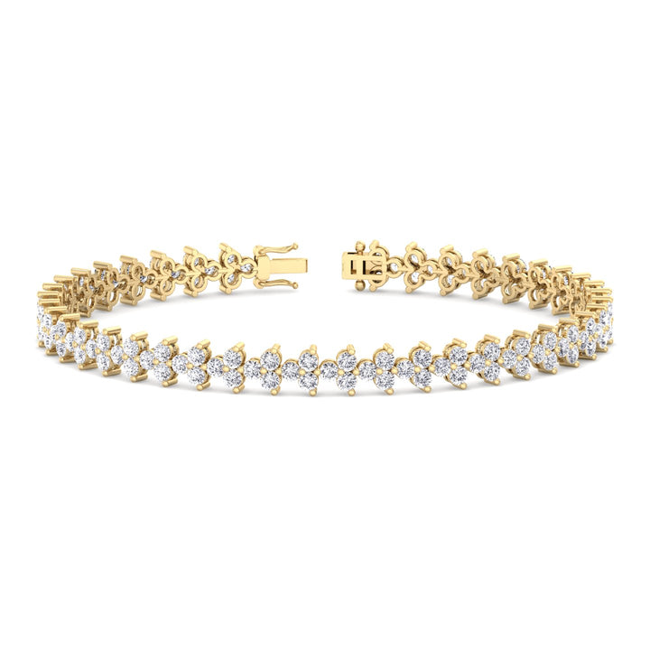 Natural Diamond Trio Tennis Bracelet Yellow Gold 18K