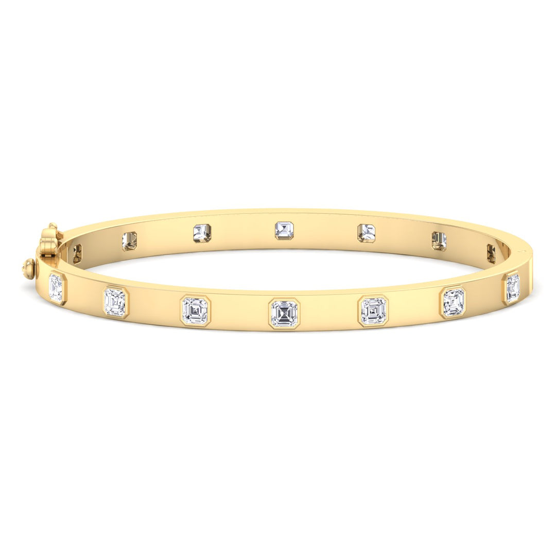 Milly - Asscher Cut Bezel Set Natural Diamond Bangle - Gem Jewelers Co