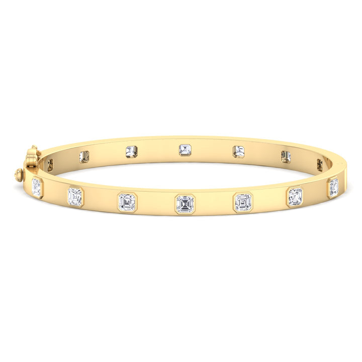 Milly - Asscher Cut Bezel Set Natural Diamond Bangle - Gem Jewelers Co
