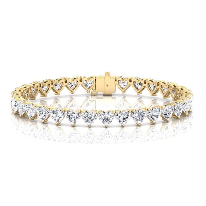 Heart Shape Natural Diamond Tennis Bracelet Yellow Gold 10CT