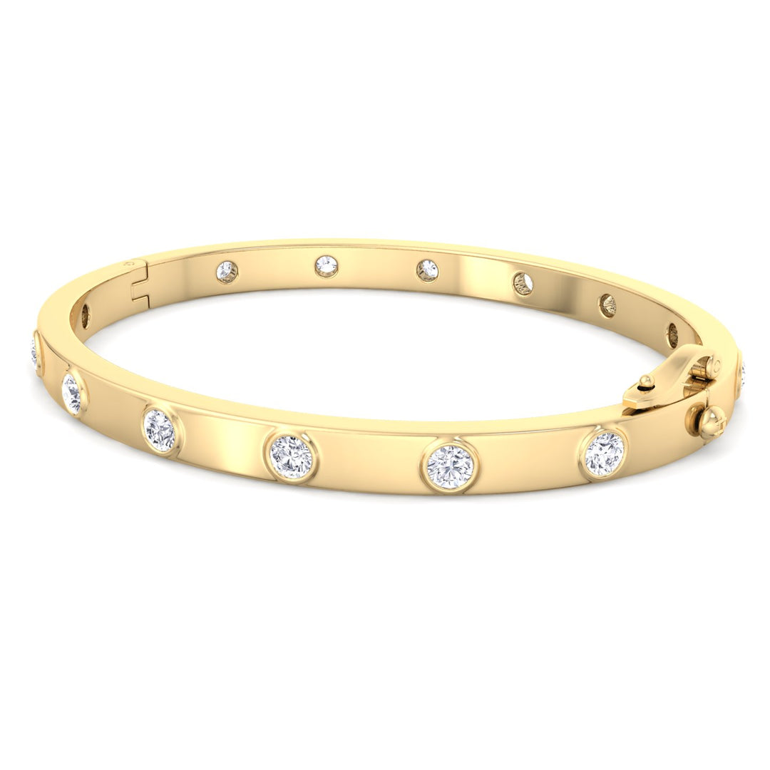 Anza - Round Cut Bezel Set Natural Diamond Bangle - Gem Jewelers Co