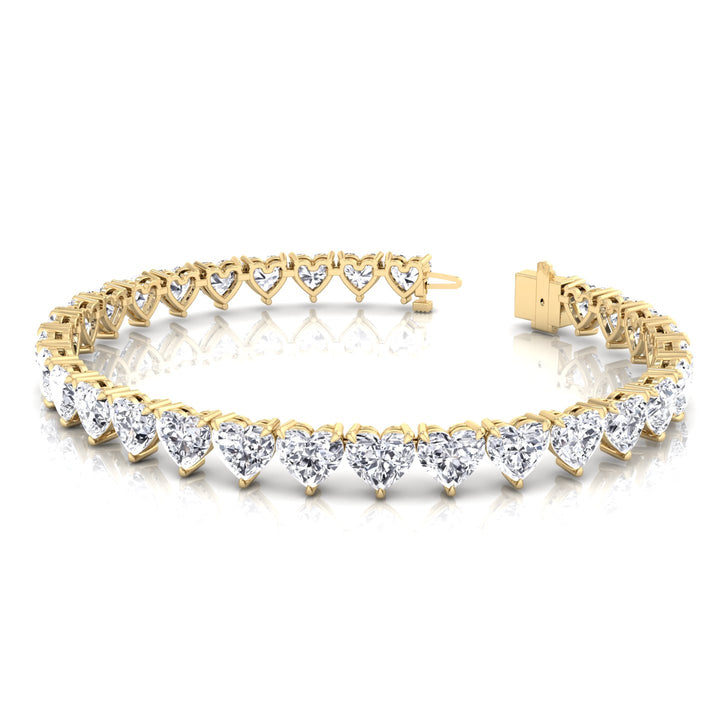 Heart Shape Natural Diamond Tennis Bracelet Yellow 10CT