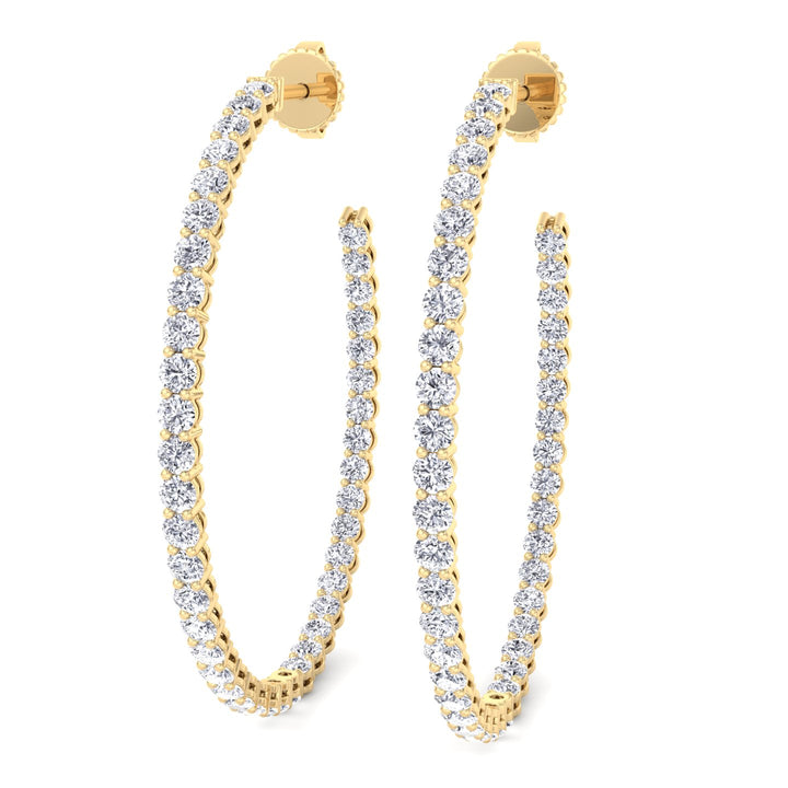 Clara - 6.2CT Round Diamond Inside Out Hoops - Gem Jewelers Co