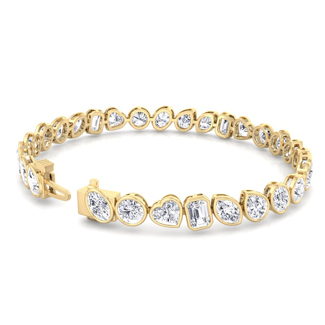 Bezel Multi Shape Natural Diamond Tennis Bracelet in Solid Gold 6CT  Yellow