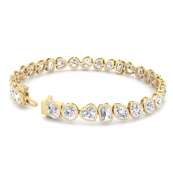 Bezel Multi Shape Natural Diamond Tennis Bracelet in Solid Gold 6CT  Yellow