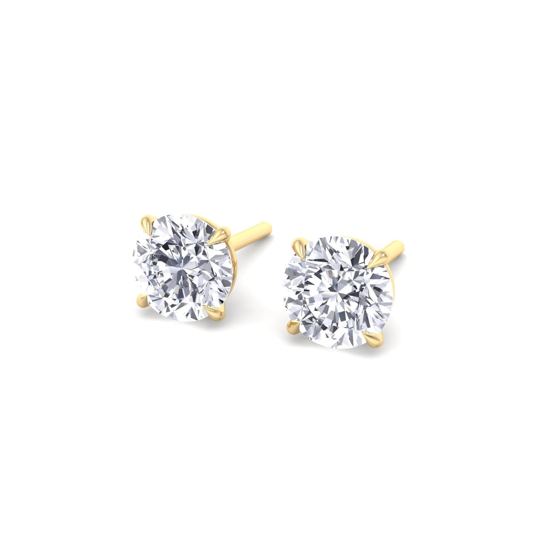 GIA Certified 1CT Round Cut Diamond Studs in 14K Solid Gold - Gem Jewelers Co