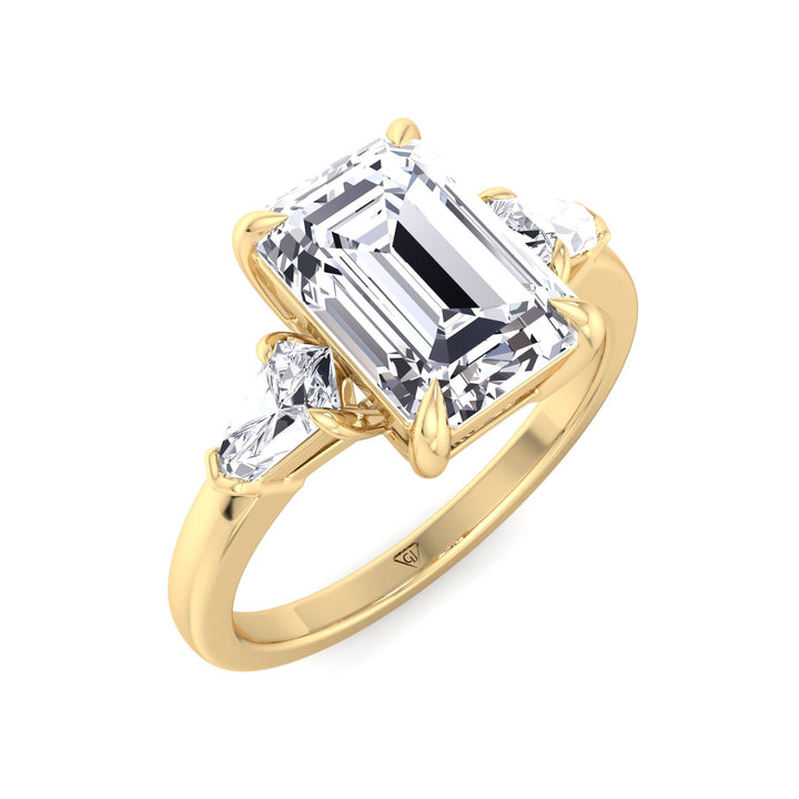 Caterina - Emerald Shape Diamond Engagement Ring With Tapered Baguette Side Stones - Gem Jewelers Co