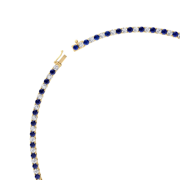 Sara - Alternating Blue Sapphire and Natural Diamond Tennis Necklace - Gem Jewelers Co