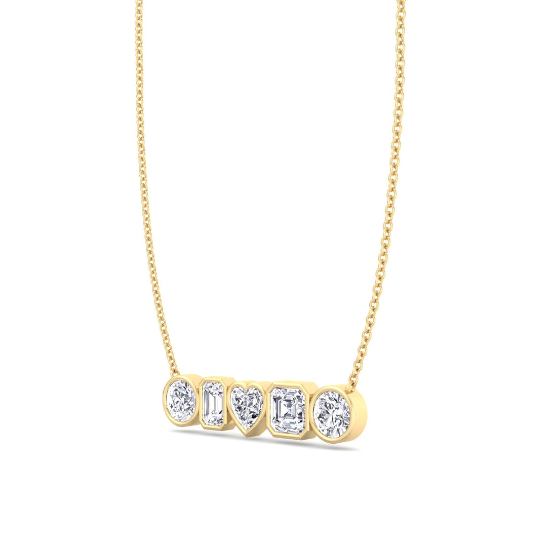 Round-Emerald-Heart-Asscher-Cut-Diamond-in- Bezel-Setting-18K-Yellow-Gold