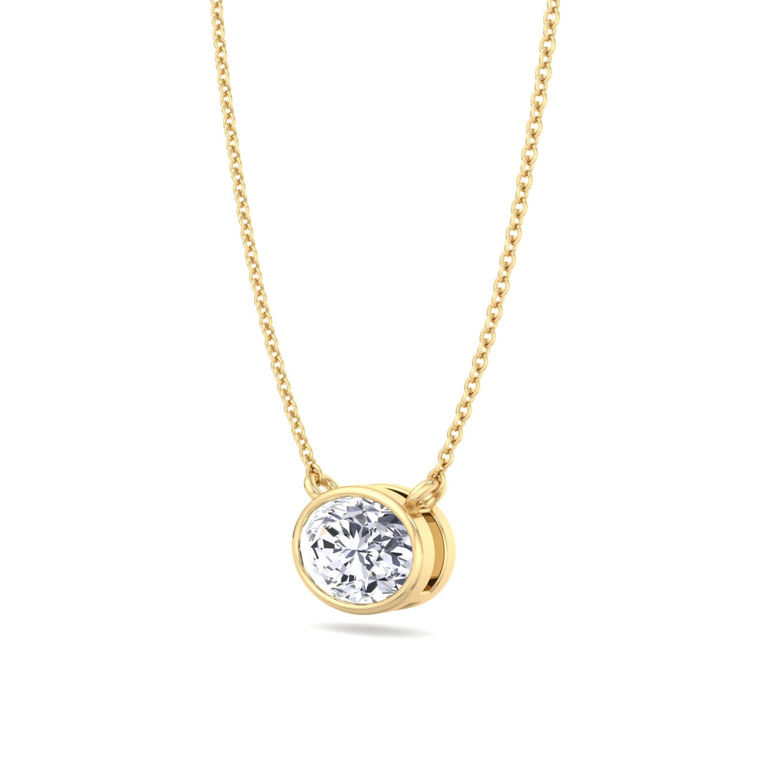 Lia - Bezel Set Oval Shape Diamond Pendant - Gem Jewelers Co
