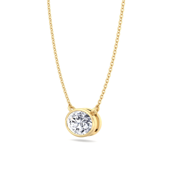 Lia - Bezel Set Oval Shape Diamond Pendant - Gem Jewelers Co